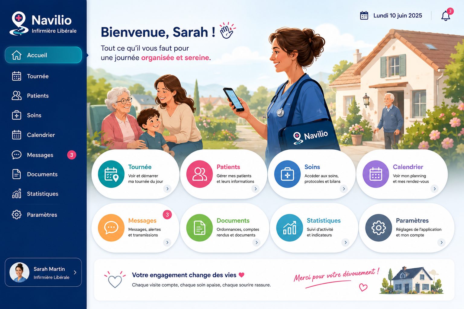 L'accueil Navilio : une journée d'infirmière libérale organisée et sereine